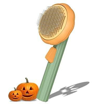 Pumpkin Cat Dog Brush, Self Cleaning Cat Brush, Pet Grooming Hair Brush for Shedding, Pet Brush for Short and Long Haired Cats Dogs