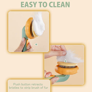 Pumpkin Cat Dog Brush, Self Cleaning Cat Brush, Pet Grooming Hair Brush for Shedding, Pet Brush for Short and Long Haired Cats Dogs