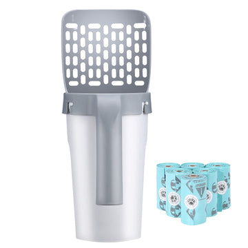 Integrated Detachable Deep Cat Litter Shovel with Waste Container, Cat Litter Disposal System
