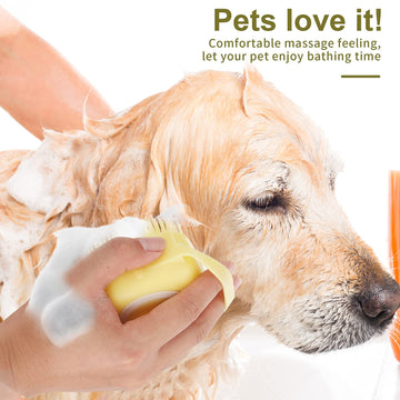 Molain Dog Cat Bath Brush Comb Silicone Rubber Dog /Puppy Massage Brush Hair Fur Grooming Cleaning Brush Soft Shampoo Dispenser