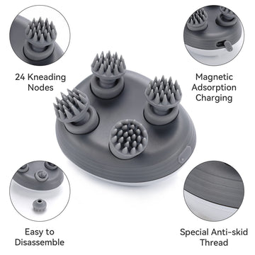 Electric Head Scalp Massager for Hair Growth Stress Relax, with 4 Massage Heads & 3 Speeds Dog Head Massager & Cat Face Massager for Indoor Cats