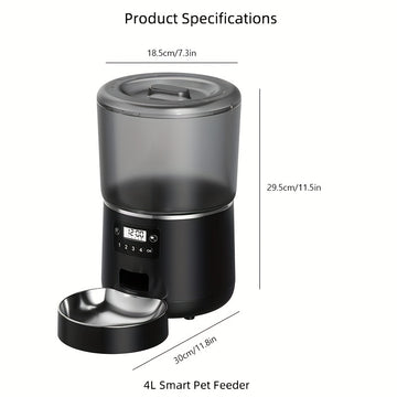 Automatic 1.06gal Pet Feeder for Dogs & Cats