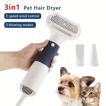 Quiet Pet Grooming Dryer with Comb Brush: Fast & Gentle